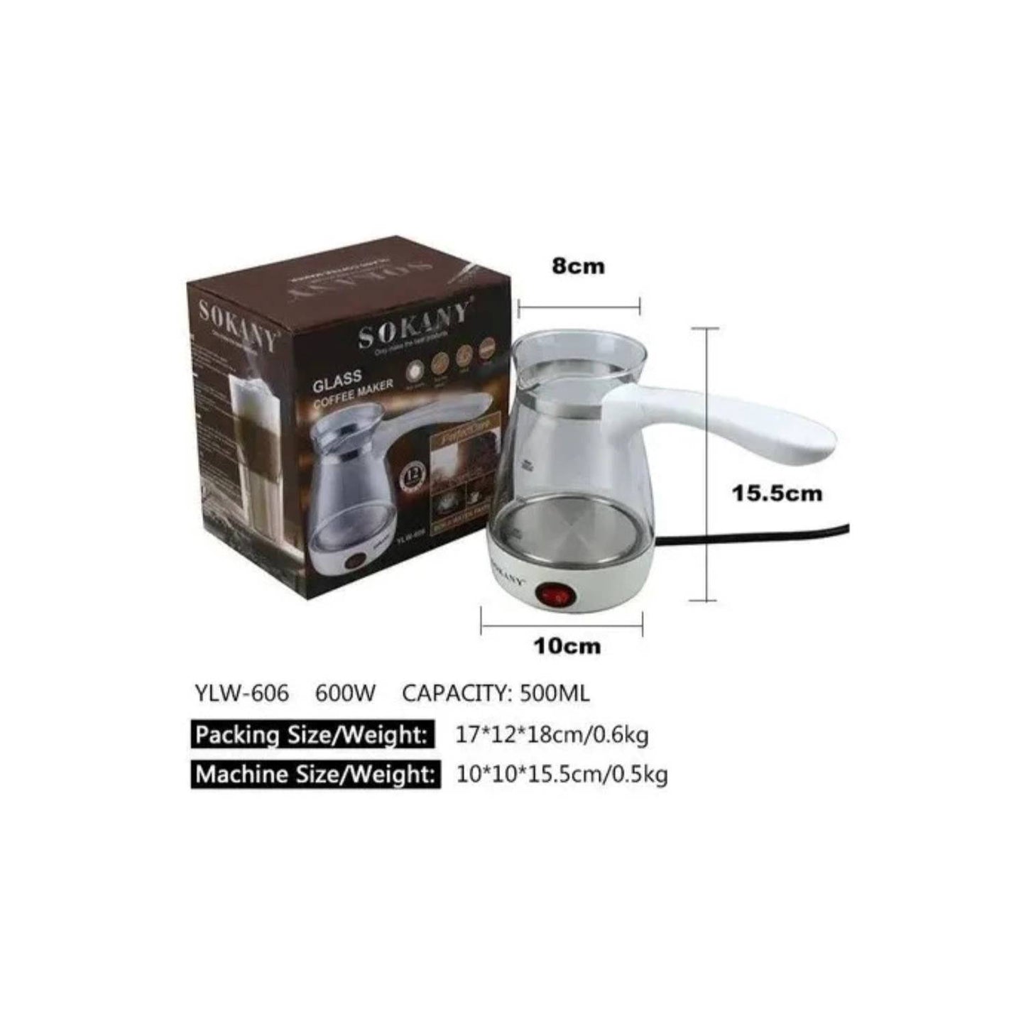 Cafetera Turca Eléctrica Vidrio Mini Hervidor