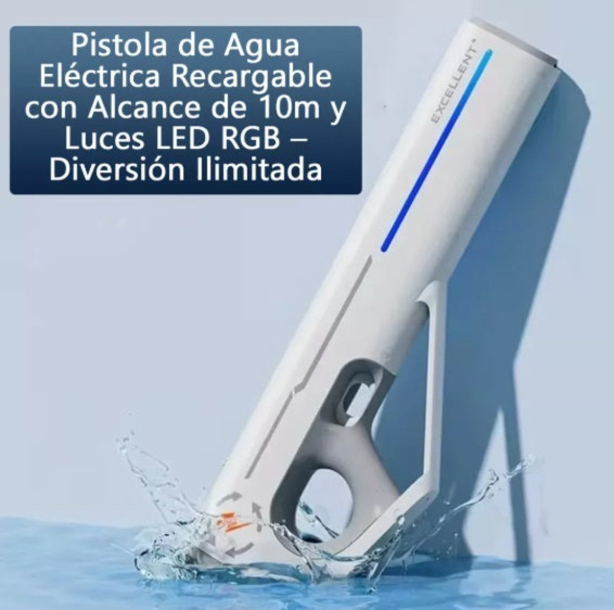 Pistola De Agua Blanca Potente Con Luces