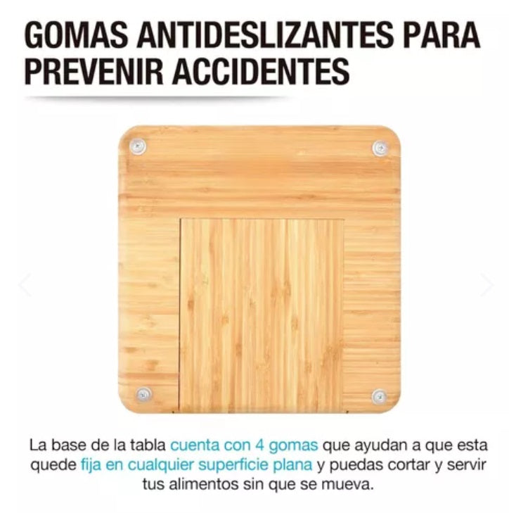 Tabla Para Quesos De Madera Bambú + 4 accesorios