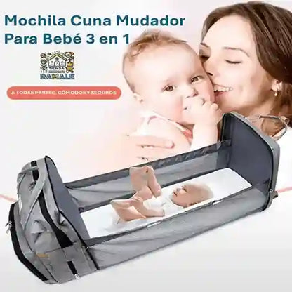 MOCHILA CUNA Y MUDADOR - VIAJA Y DESCANSA- TU BEBE CÓMODO Y SEGURO EN CUALQUIER AVENTURA