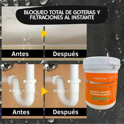 Sellador Adhesivo Transparente 2X1 - No mas Humedad en tu hogar (300 g.) - Incluye brocha
