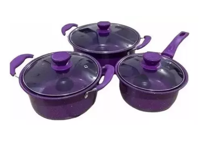 SET DE OLLAS MORADAS 14 PIEZAS